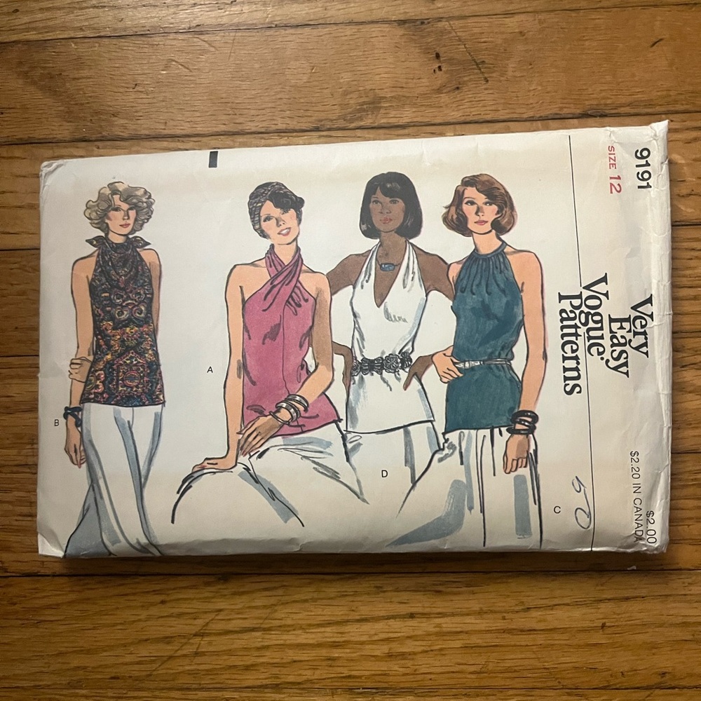 Vogue Blouse Top Vintage Sewing Pattern Very Easy Vogue Patterns 9191 Size 12